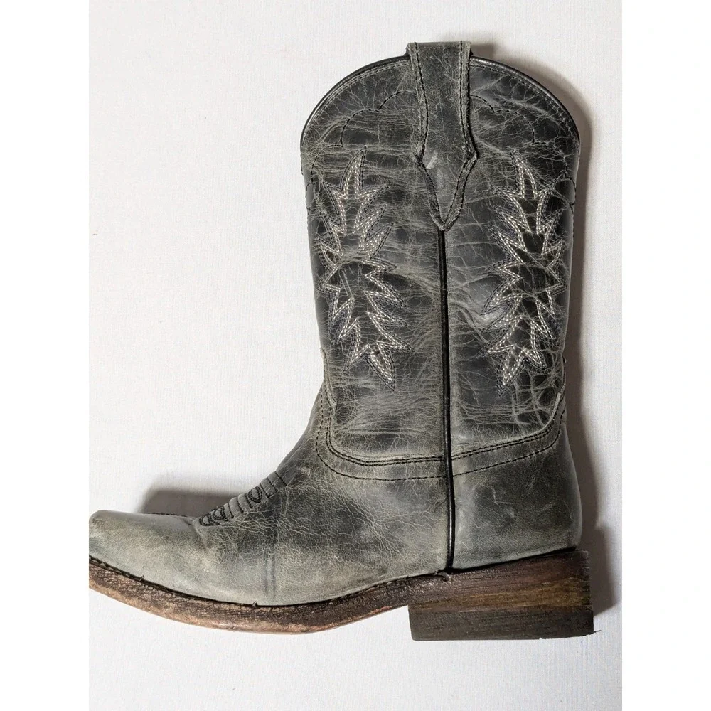 Corral Western Leather Cowboy Boots Gray - Boys Size 9‎ 1/2
